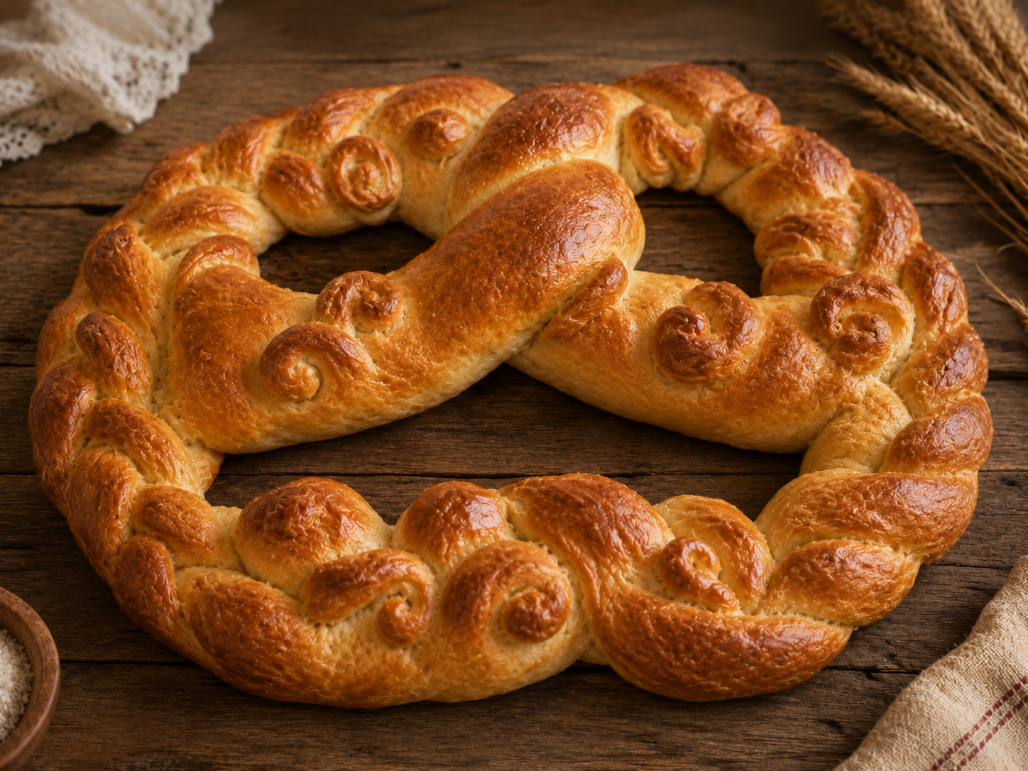New Year’s Pretzel made from Yeast Dough
