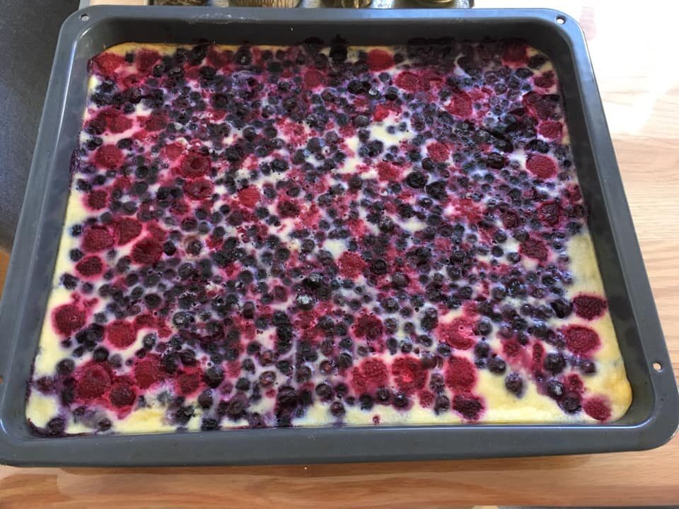 Fruit and Cream Sheet Cake