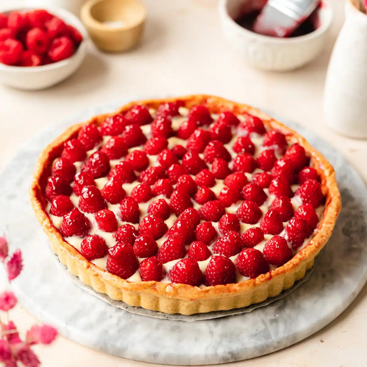 Unbaked Raspberry and Cream tart
